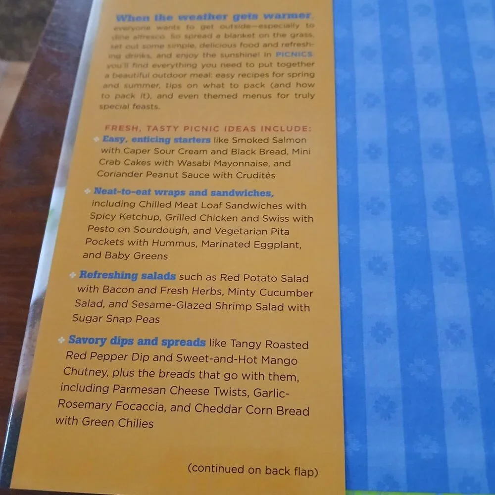 Robin Miller Cook Book Picnics Hard Cover Book GUC